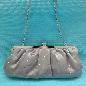 Lulu Townsend Clutch Silver Front sequins with decorative clasp. 10”x 5”